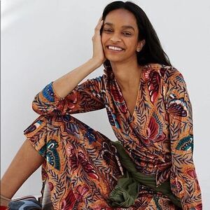 Anthropologie FARM RIO BUTTERFLIES VELVET WRAP TOP